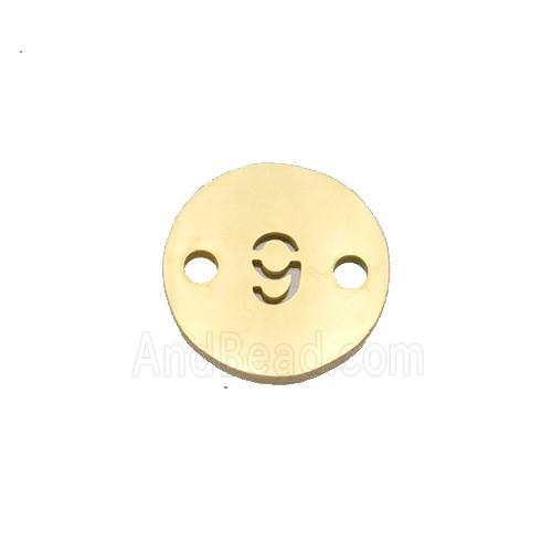 Stainless Steel Circle Number9 Connector Gold Plated