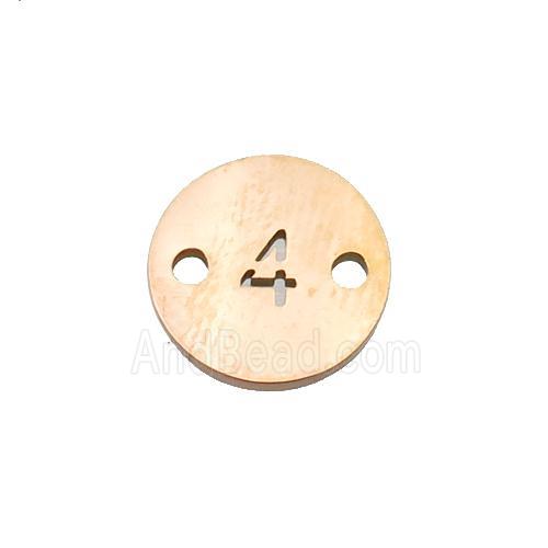 Stainless Steel Circle Number4 Connector Rose Gold