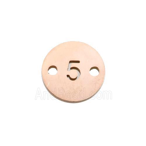 Stainless Steel Circle Number5 Connector Rose Gold