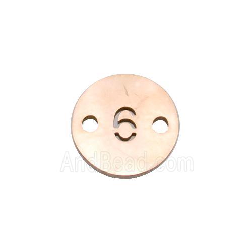 Stainless Steel Circle Number6 Connector Rose Gold