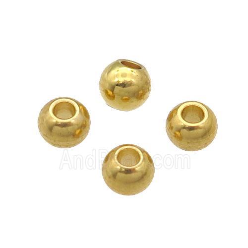 Stainless Steel Round Beads Smooth Gold Plated