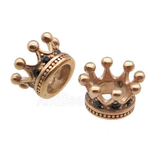 Stainless Steel Crown Beads Rose Gold