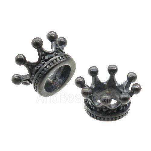 Stainless Steel Crown Beads Black Plated