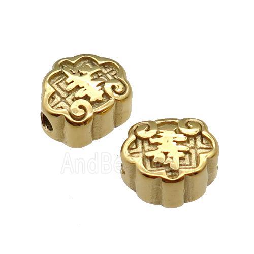 Stainless Steel Beads Shou Gold Plated