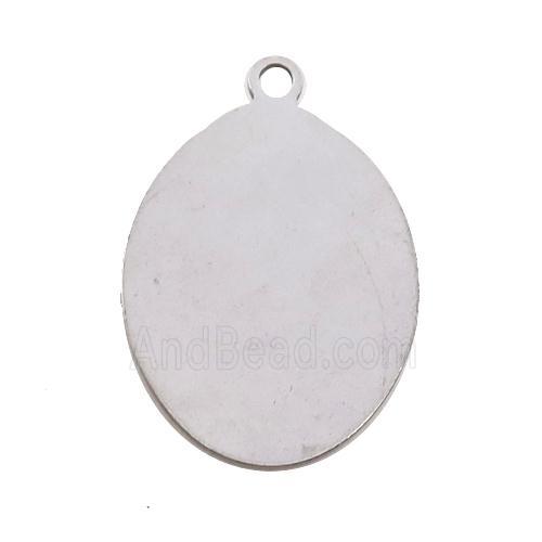 Raw Stainless Steel Oval Pendant