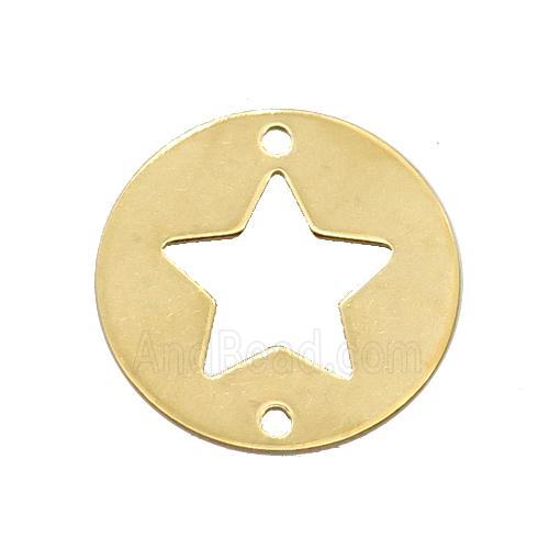 Stainless Steel Circle Star Connector Gold Plated