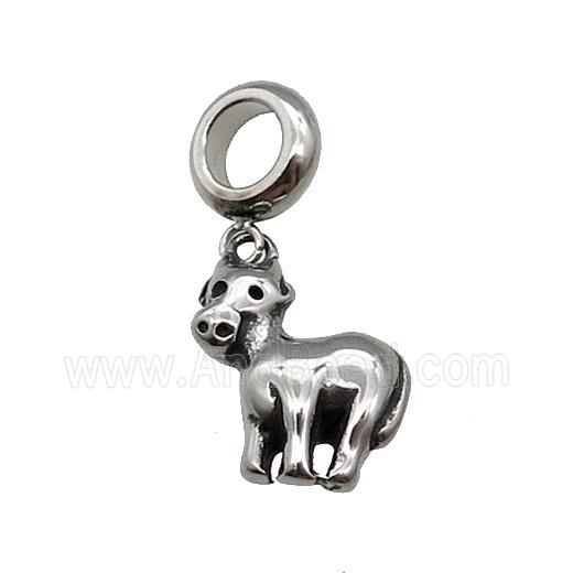 Stainless Steel Zodiac Ox Pendant Antique Silver