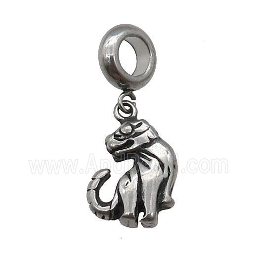 Stainless Steel Zodiac Tiger Pendant Antique Silver