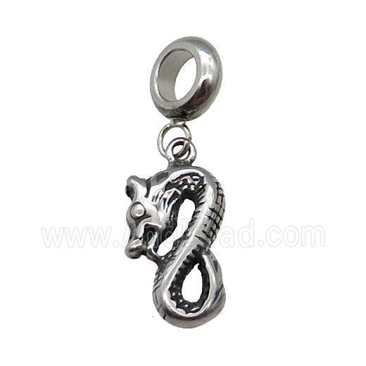 Stainless Steel Zodiac Loong Pendant Antique Silver