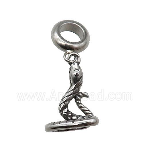 Stainless Steel Zodiac Snake Pendant Antique Silver