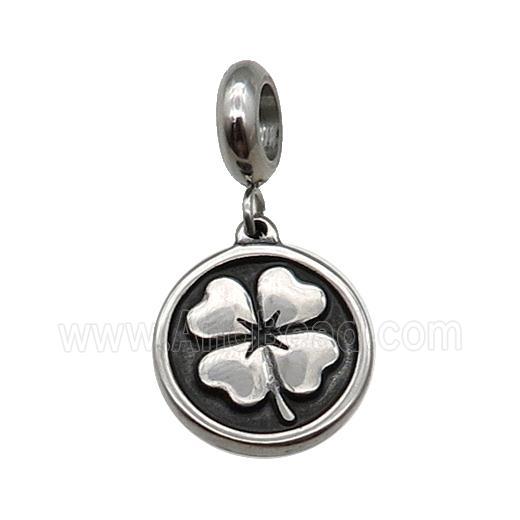 Stainless Steel Clover Pendant Antique Silver