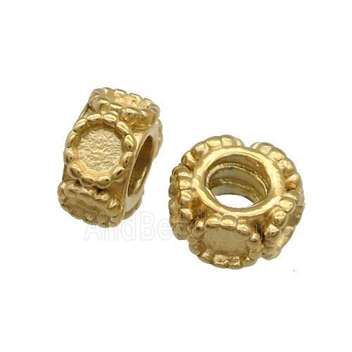 Stainless Steel Rondelle Beads With Pad Large Hole Gold Plated
