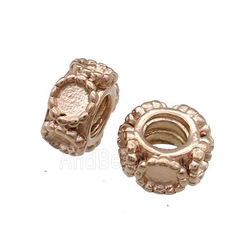 Stainless Steel Rondelle European Beads With Pad Large Hole Rose Gold