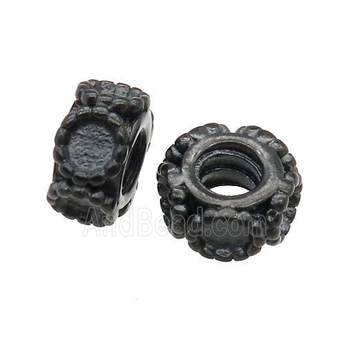 Stainless Steel Rondelle Spacer Beads With Pad Large Hole Black Plated