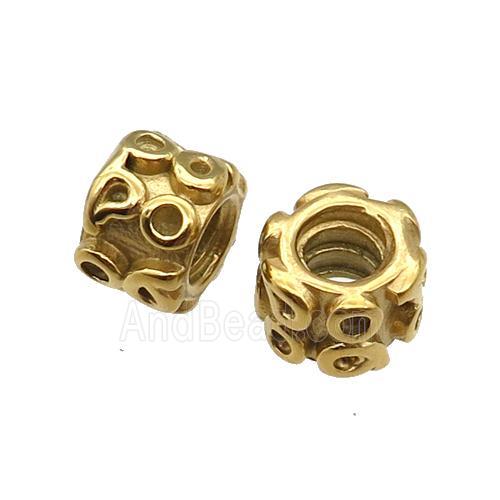 Stainless Steel Tube Spacer Beads Large Hole Gold Plated