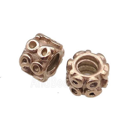 Stainless Steel Rondelle Beads Large Hole Rose Gold