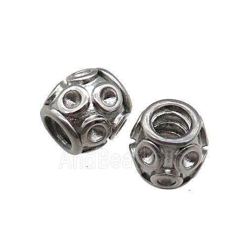 Raw Stainless Steel Barrel Spacer Beads Large Hole