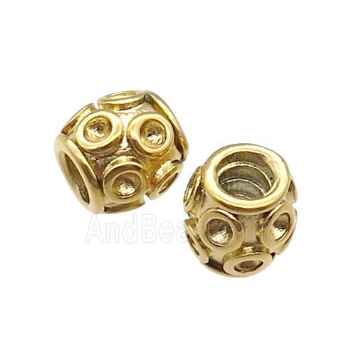 Stainless Steel Barrel European Beads Large Hole Gold Plated