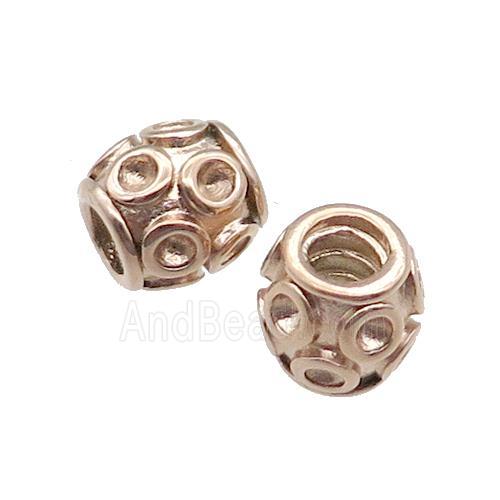 Stainless Steel Barrel Beads Large Hole Rose Gold