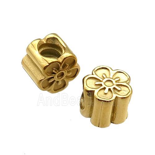 Stainless Steel Flower Beads Large Hole Gold Plated