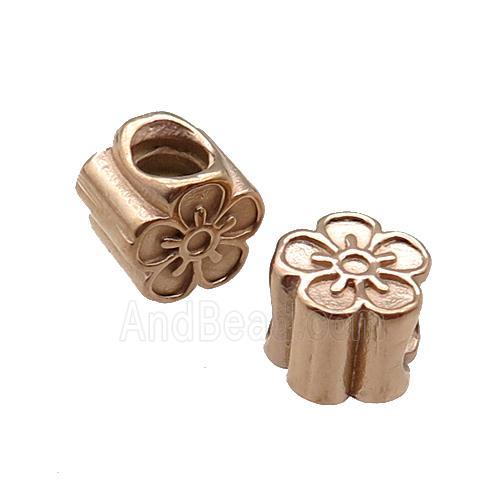 Stainless Steel Flower Beads Large Hole Rose Gold