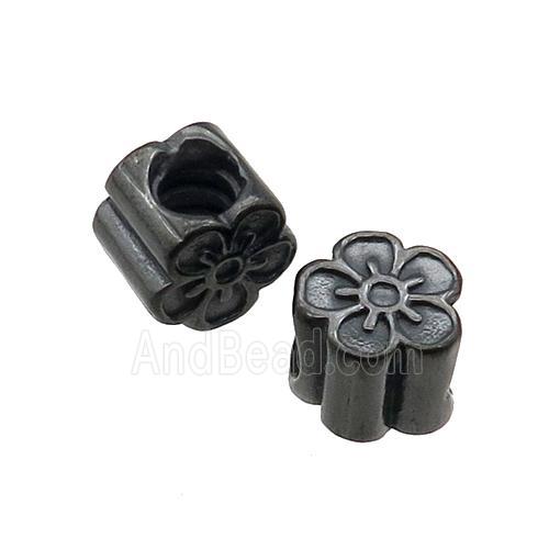 Stainless Steel Flower Beads Large Hole Black Plated