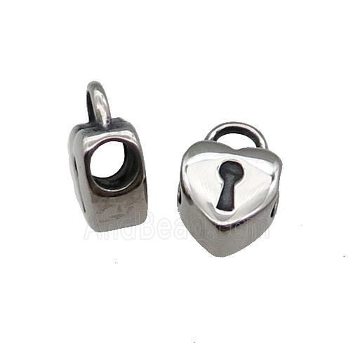 Raw Stainless Steel Heart Lock Beads