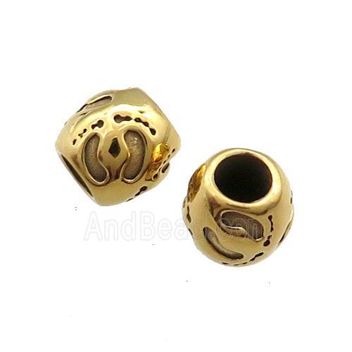 Stainless Steel Barrel Beads Large Hole Gold Plated