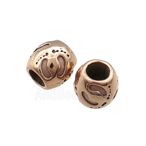 Stainless Steel Barrel Beads Large Hole Rose Gold