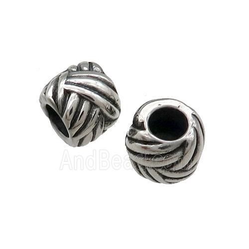 Stainless Steel Tube European Beads Large Hole Antique Silver