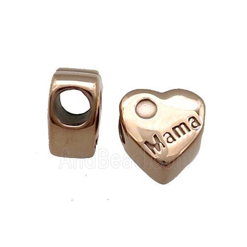 Stainless Steel Heart Beads Mama Large Hole Rose Gold