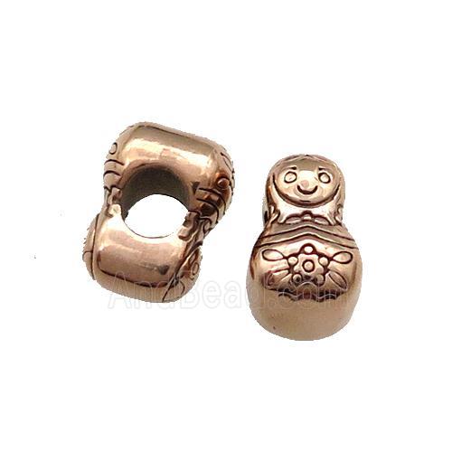 Stainless Steel NestingDoll Beads Large Hole Rose Gold