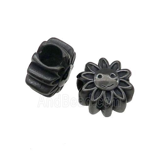 Stainless Steel SunFlower Beads Large Hole Black Plated