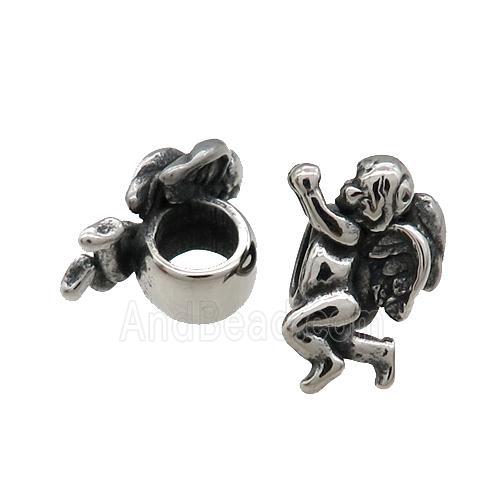 Stainless Steel Angel Charm Beads Antique Silver