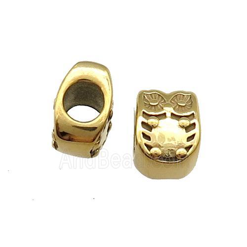 Stainless Steel Owl Beads Large Hole Gold Plated