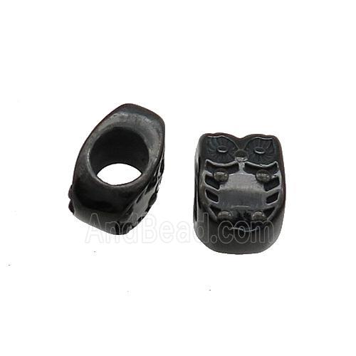 Stainless Steel Owl Beads Large Hole Black Plated