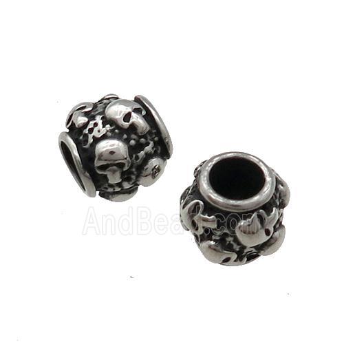 Stainless Steel Skull Beads Large Hole Antique Silver