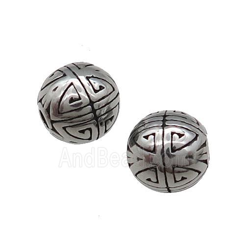 Stainless Steel Round Spacer Beads Antique Silver