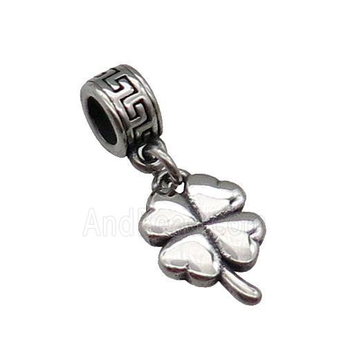 Stainless Steel Clover Pendant Antique Silver
