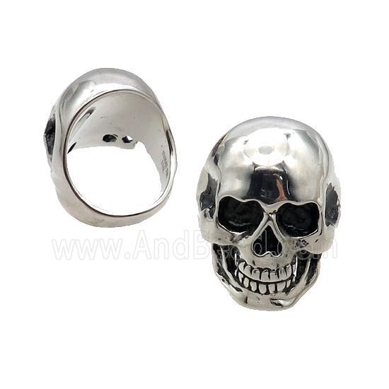 Stainless Steel Skull Ring Antique Silver