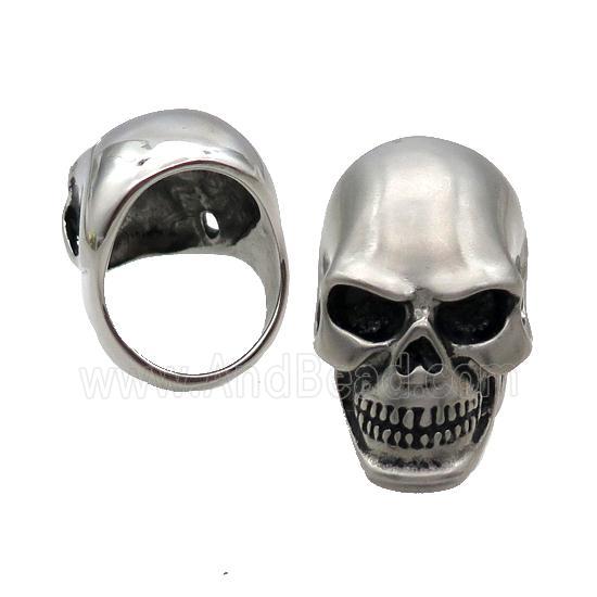 Stainless Steel Skull Ring Antique Silver
