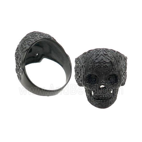 Stainless Steel Skull Ring Black Plated