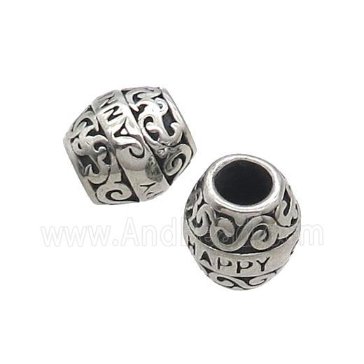 Stainless Steel Barrel Beads Large Antique Silver