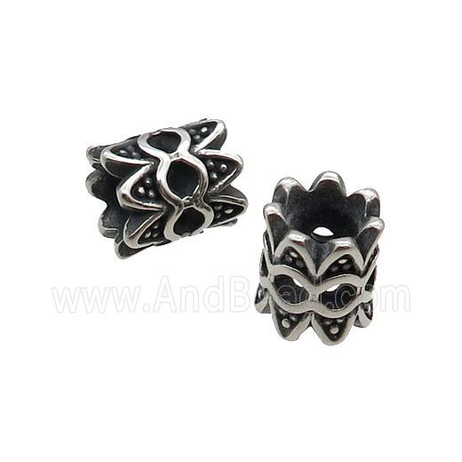 Stainless Steel Tube Beads Large Hole Antique Silver