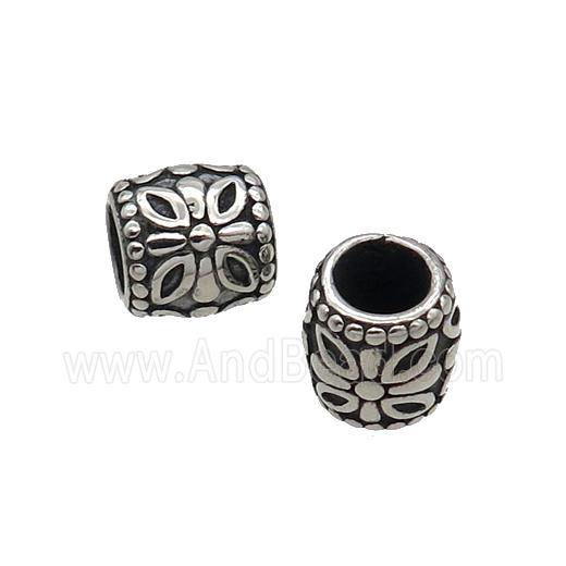 Stainless Steel Tube Beads Large Hole Antique Silver
