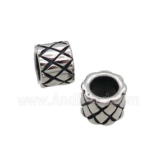 Stainless Steel Tube Beads Large Hole Antique Silver
