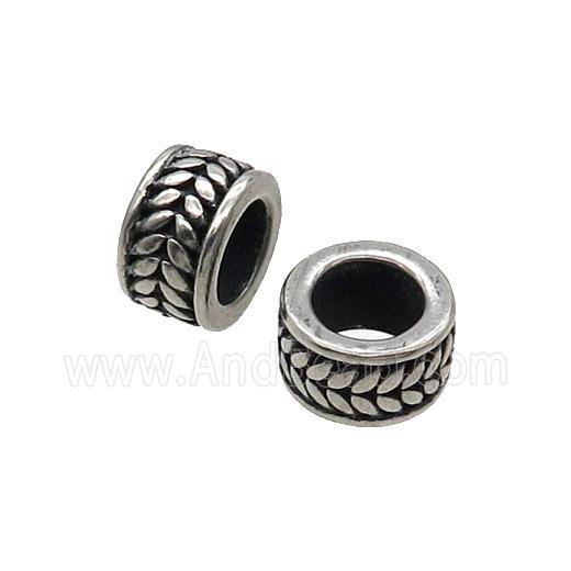 Stainless Steel Rondelle Beads Large Hole Antique Silver