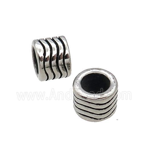 Stainless Steel Tube Beads Large Hole Antique Silver