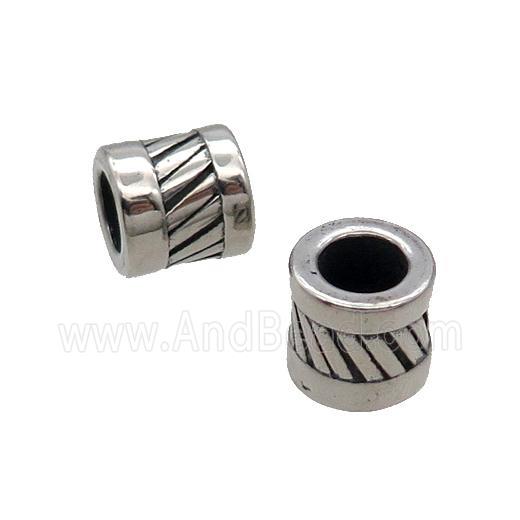 Stainless Steel Tube Beads Large Hole Antique Silver