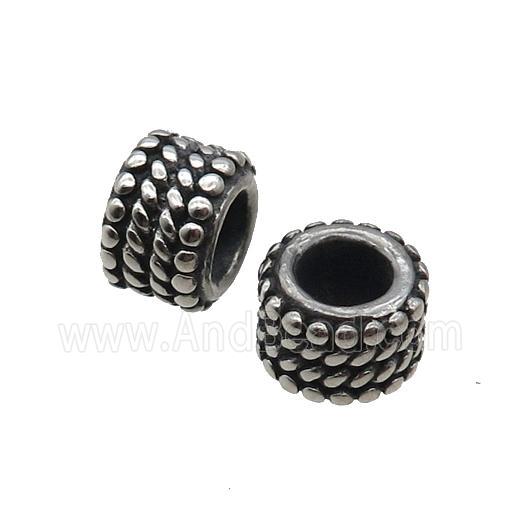 Stainless Steel Tube Beads Large Hole Antique Silver